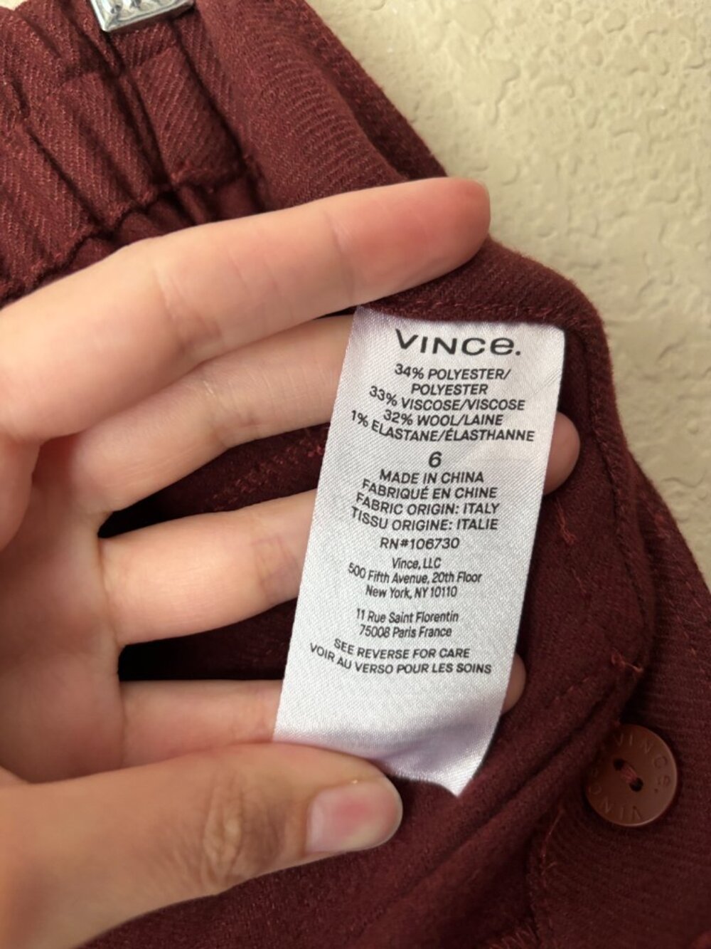 Vince Raver Flannel Wool Blend Cargo Pants in Dark Cinnamon Stick - Picture 12 of 14